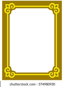 Yellow gold border frame deco vector art simple line corner