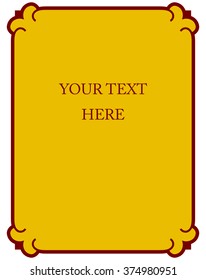 Yellow gold border frame deco vector art simple line corner