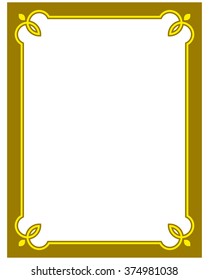 Yellow gold border frame deco vector art simple line corner
