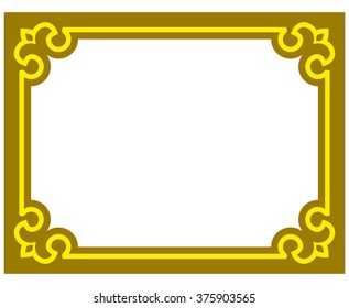 Yellow gold border frame deco vector art simple line corner