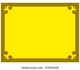 Yellow gold border frame deco vector art simple line corner