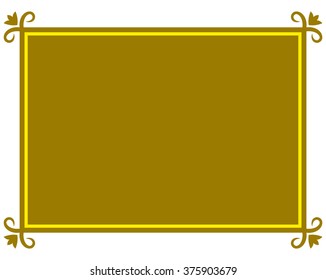 Yellow gold border frame deco vector art simple line corner