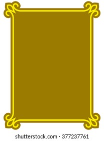 Yellow gold border frame deco vector art simple line corner