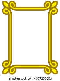 Yellow gold border frame deco vector art simple line corner