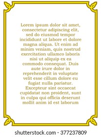 Yellow gold border frame deco vector art simple line corner