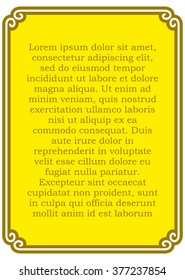 Yellow gold border frame deco vector art simple line corner