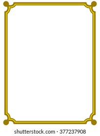 Yellow gold border frame deco vector art simple line corner