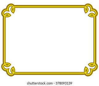 Yellow gold border frame deco vector art simple line corner