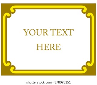 Yellow gold border frame deco vector art simple line corner