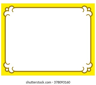 Yellow gold border frame deco vector art simple line corner