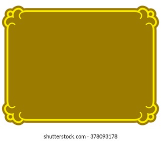 Yellow gold border frame deco vector art simple line corner