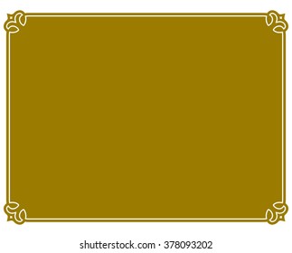 Yellow gold border frame deco vector art simple line corner