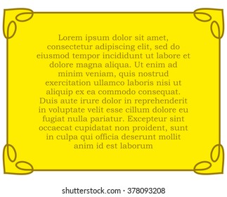 Yellow gold border frame deco vector art simple line corner