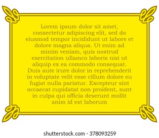 Yellow gold border frame deco vector art simple line corner