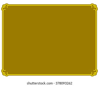 Yellow gold border frame deco vector art simple line corner