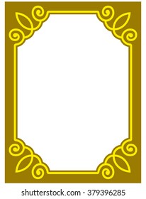 Yellow gold border frame deco vector art simple line corner
