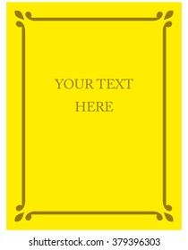 Yellow gold border frame deco vector art simple line corner