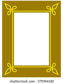 Yellow gold border frame deco vector art simple line corner
