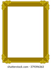 Yellow gold border frame deco vector art simple line corner