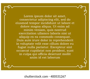 Yellow gold border frame deco vector art simple line corner