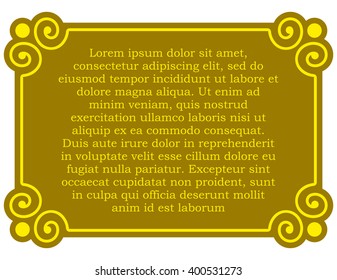 Yellow gold border frame deco vector art simple line corner