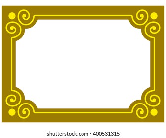 Yellow gold border frame deco vector art simple line corner