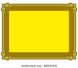 Yellow gold border frame deco vector art simple line corner