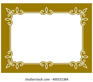 Yellow gold border frame deco vector art simple line corner