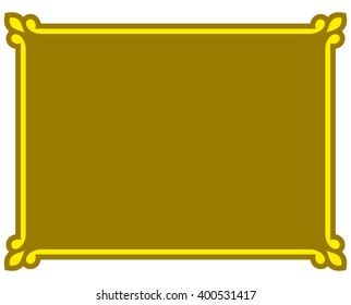 Yellow gold border frame deco vector art simple line corner
