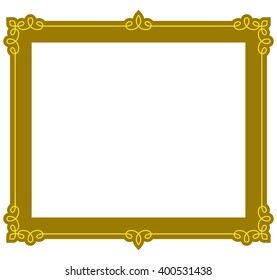 Yellow gold border frame deco vector art simple line corner