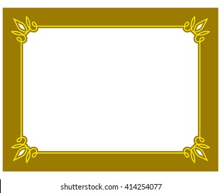 Yellow gold border frame deco vector art simple line corner