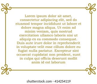 Yellow gold border frame deco vector art simple line corner