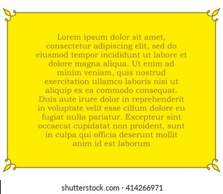 Yellow gold border frame deco vector art simple line corner