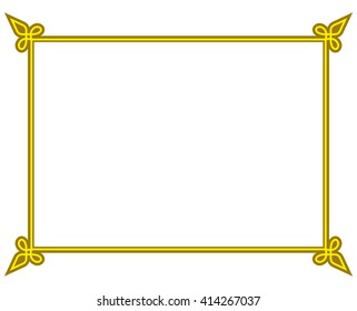 Yellow gold border frame deco vector art simple line corner