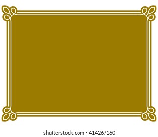 Yellow gold border frame deco vector art simple line corner