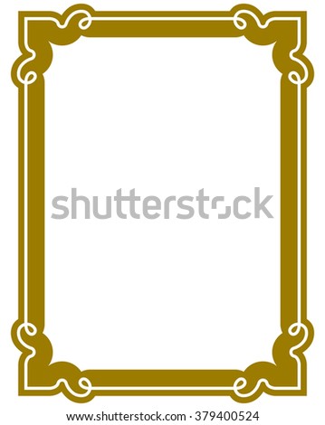 Yellow gold border frame deco vector art simple line corner