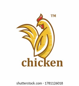 Yellow gold chicken vector logo template