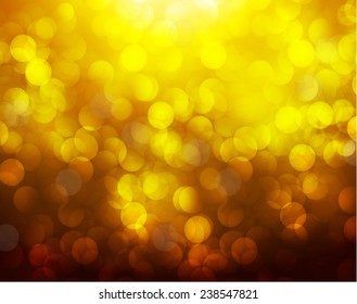 yellow gold Defocused Light, Flickering Lights, Vector abstract festive background with bokeh defocused lights. 