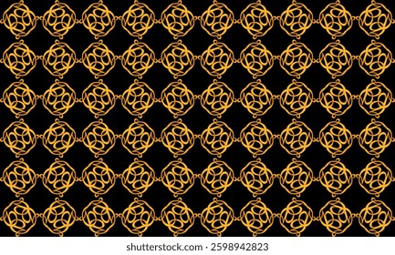 Yellow Gold drawing diamond as repeat pattern on black background, vector, replete pattern image designed for fabric printing grid block