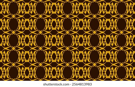 Yellow Gold drawing flower as repeat pattern on black background, vector, replete pattern image designed for fabric printing grid block