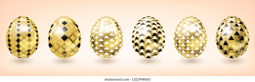 Yellow gold Easter egg with diamond decor, light background