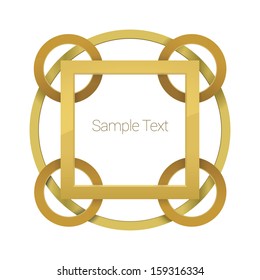 Yellow - gold edition of a 3d shiny  bordered abstract geometric circle and square shaped ornament frame scalable vector design for web - print  banner or for content holder for universal use 