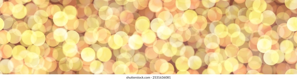 Yellow gold festive bokeh candles lights seamless pattern. Bg with blurred circles. Vector illustration with gradient mesh and overlay effect