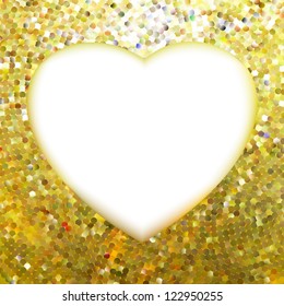 Yellow Gold frame in the shape of heart. EPS 8 vector file included
