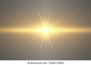 
La luz amarilla y dorada brillante explota en un fondo transparente. Partículas mágicas de polvo brillantes. Estrella brillante. Sol brillante transparente, flash brillante
