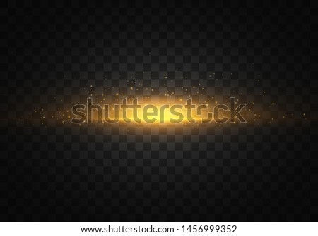 Yellow, gold glowing light explodes on a transparent background. Sparkling magical dust particles. Bright Star. Transparent shining sun, bright flash. Vector sparkles. Light effect 