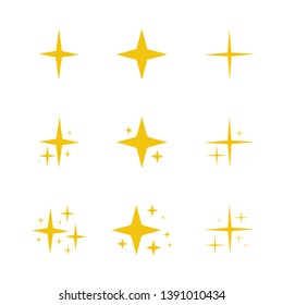 Yellow, gold, orange sparkles symbols vector. The set of original vector stars sparkle icon. Bright firework, decoration twinkle, shiny flash. Glowing light effect stars and bursts collection. Vector