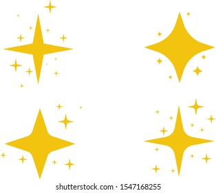 Yellow, gold, orange sparkles symbols vector. The set of original vector stars sparkle icon. Bright firework, decoration twinkle, shiny flash. Glowing light effect stars and bursts collection. Vector