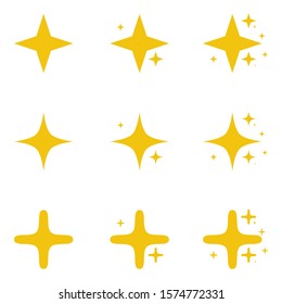 Yellow, gold, orange sparkles symbols vector. The set of original vector stars sparkle icon. Bright firework, decoration twinkle, shiny flash. Glowing light effect stars and bursts collection.
