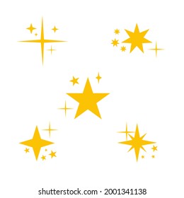 Yellow, gold, orange sparkles symbols vector. The set of original vector stars sparkle icon